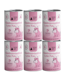 PAKA ZWIERZAKA PEPE Vet Gastrointestinal Low Fat Duck 6x400 g nedves táplálék kutyáknak, amely támogatja az emésztőrendszert