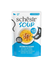 SCHESIR Soup Tuńczyk z kalmarami 40 g uzupełniająca zupa dla kotów