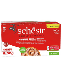 SCHESIR Tonhal garnélával zselében 6x50 g nedves táplálék macskáknak