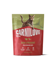 CARNILOVE Active Cat Duck and Pheasant Sterilised 400 g kacsacomb és fácán, ivartalanított macskák számára