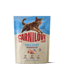 CARNILOVE True Fresh Cat Fish and Turkey Sterilised 400 g hal és pulyka, ivartalanított macskák számára