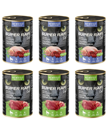 SUPER RAFI Cat Mix 2 íz 6x400g nedves macskaeledel