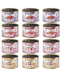 SUPER RAFI Mini Mix 4 Íz 12x185g nedves táplálék kisméretű kutyák számára