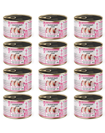SUPER RAFI Mini pulykával és nyúlmájjal 12x185g nedves táplálék kisméretű kutyáknak