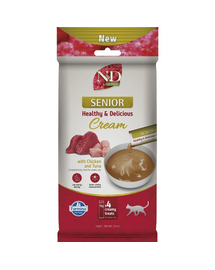 FARMINA N&D Quinoa Cat Senior Cream Chicken and Tuna 60 g csirkével és tonhallal, krémes finomság idősebb macskák számára