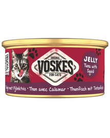 VOSKES Jelly Tuna with Squid 85 g tonhal tintahal zselében, kiegészítő táplálék macskáknak