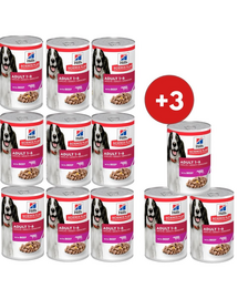 HILL'S Science Plan Canine Adult Beef 9x370 g dla dorosłych psów z wołowiną + 3 puszki GRATIS!