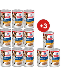 HILL'S Science Plan Canine Mature Adult Chicken 9x370 g dla starszych psów z kurczakiem + 3 puszki GRATIS!
