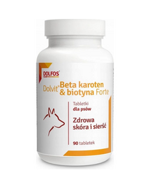 DOLFOS Dolvit Beta Karoten & Biotyna Forte 90 tabl. preparat na zdrową sierść i skórę dla psów