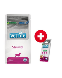 FARMINA Vet Life Struvite Dog 2 kg + FARMINA Vet Life Dental Treat Struvite Medium/Maxi 100 g (7 db.) INGYEN!