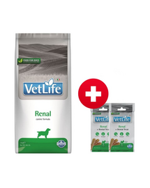 FARMINA Vet Life Renal Dog 12 kg kutyatáp vesebetegséggel küzdő kutyák számára + 2x FARMINA Vet Life Dental Treat Renal Mini 60 g (7 db) AJÁNDÉK!