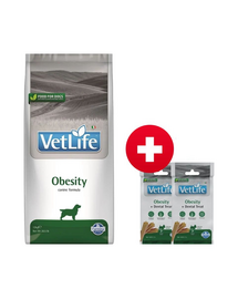 FARMINA Vet Life Obesity Dog 12 kg kutyatáp túlsúlyos kutyáknak + 2x FARMINA Vet Life Dental Treat Obesity Mini 60 g (7 db) AJÁNDÉK!