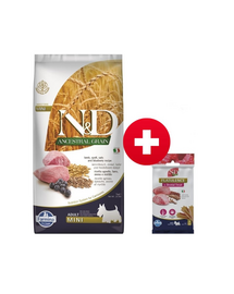 FARMINA N&D Ancestral Grain bárány & áfonya Felnőtt Mini kutya 7 kg + FARMINA N&D Quinoa Dental Treat Flatulence Mini 60 g (7 db) AJÁNDÉK!
