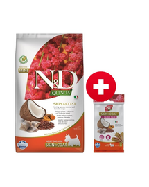 FARMINA N&D Quinoa Dog Skin&Coat Adult Mini herring, coconut 2.5 kg + FARMINA N&D Quinoa Dental Treat Skin Coat Herring Mini 60 g (7 db.) INGYEN!