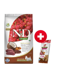 FARMINA N&D Quinoa Dog Skin&Coat Adult Mini venison, coconut 2.5 kg + FARMINA N&D Quinoa Dental Treat Skin Coat Venison Mini 60 g INGYEN!