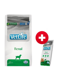 FARMINA Vet Life Renal Dog 2 kg kutyatáp vesebetegséggel küzdő kutyáknak + FARMINA Vet Life Dental Treat Renal Medium/Maxi 100 g (7 db) AJÁNDÉK!