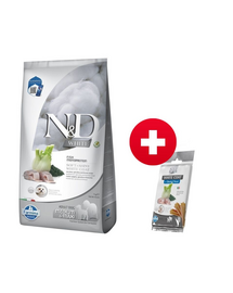 FARMINA N&D White Dog Adult Medium Maxi Sea Bass, Spirulina, Fennel 7 kg + FARMINA N&D White Dental Treat Coat Sea bass Medium/Maxi 100 g (7 db.) INGYEN!