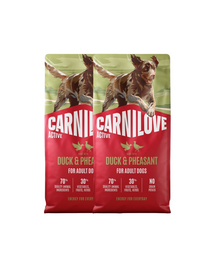 CARNILOVE Active Dog Duck and Pheasant Adult 2x12 kg kacsa és fácán, felnőtt kutyák számára