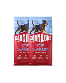 CARNILOVE Active Dog Salmon & Turkey Adult Small Breeds 2x12 kg lazac és pulyka, felnőtt kis testű kutyák számára