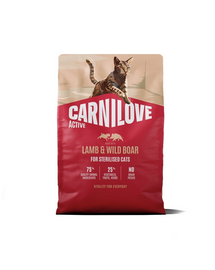 CARNILOVE Active Cat Lamb and Wild Boar Sterilised 2 kg jagnięcina i dzik, dla kotów sterylizowanych