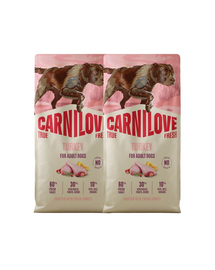 CARNILOVE True Fresh Dog Turkey Adult 2x12 kg száraz táp friss pulykával felnőtt kutyák számára