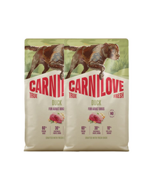 CARNILOVE True Fresh Dog Duck Adult 2X12 kg száraz táp friss kacsával felnőtt kutyák számára