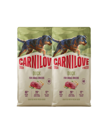 CARNILOVE True Fresh Dog Duck Adult Small Breeds 2X12 kg száraz táp friss kacsával felnőtt kis testű kutyáknak