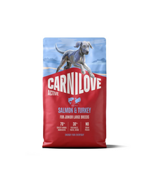 CARNILOVE Active Dog Salmon & Turkey 4 kg Junior Large Breeds lazac és pulyka, nagytestű fiatal kutyák számára