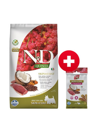 FARMINA N&D Quinoa Mini Skin and Coat 2,5 kg kacsával és kókuszdióval + FARMINA N&D Quinoa Dental Treat Skin Coat Duck Mini 60 g AJÁNDÉK!