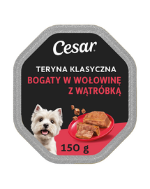 CESAR tálca 150 g nedves teljes értékű eledel felnőtt kutyáknak csér zamatos marhahússal és májjal