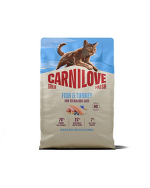 CARNILOVE True Fresh Cat Fish and Turkey Sterilised 2 kg hal és pulyka, ivartalanított macskák számára