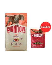 CARNILOVE True Fresh Dog Beef Adult 4 kg friss marhahússal kutyáknak + CARNILOVE Dog Jerky Beef Fillet 100g AJÁNDÉK