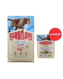 CARNILOVE True Fresh Dog Fish and Turkey Adult 4 kg friss hal és pulyka kutyáknak + CARNILOVE Dog Freeze Dried Turkey and Salmon 60g AJÁNDÉK
