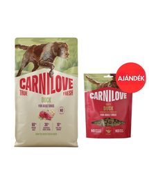CARNILOVE True Fresh Dog Duck Adult 4 kg friss kacsával készült kutyáknak + CARNILOVE Dog Soft Snack Duck 200g AJÁNDÉK
