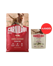 CARNILOVE Active Dog Lamb and Wild Boar Adult 4 kg bárány és vaddisznó kutyáknak + CARNILOVE Dog Freeze Dried Lamb 60g AJÁNDÉK