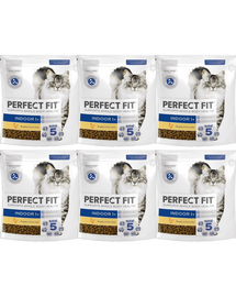 PERFECT FIT Indoor 1+ 6x750 g sucha karma pełnoporcjowa dla dorosłych kotów bogata w kurczaka