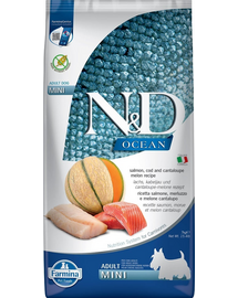 N&D Ocean Dog Adult Mini salmon, cod & canatloupe melon 7 kg łosoś, dorsz, melon kantalupa