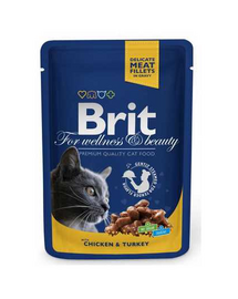 BRIT Premium Cat Adult CSIRKE & PULYKA 100g