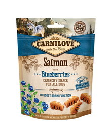 CARNILOVE Crunchy snacks Ropogós finomságok lazaccal és áfonyával 200 g