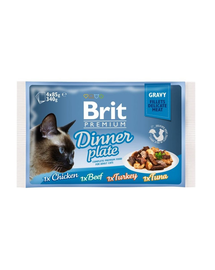 BRIT Premium Cat pouch gravy fillet Dinner plate 340 g (4x85 g)