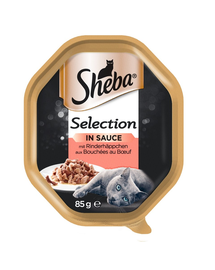 SHEBA Selection 85gx22 marhahússal - nedves macskaeledel mártással