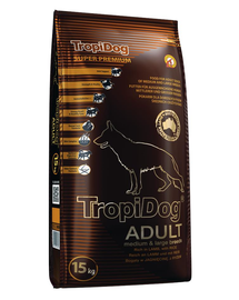 TROPIDOG Super Premium Adult M&L Lamb&Rice 15kg szárazeledel nagy és közepes testű kutyáknak bárány és rizs