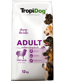 TROPIDOG Premium Adult M&L Lamb&Rice 12kg szárazeledel közepes és nagytestű kutyák számára bárány és rizs