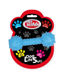PET NOVA DOG LIFE STYLE 14cm-es súlyzó csengővel, kék, marhahús aroma