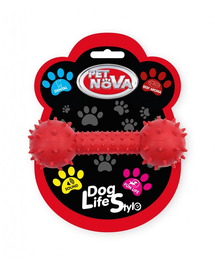 PET NOVA DOG LIFE STYLE 14cm-es súlyzó csengővel, piros, marhahús aroma