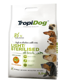 TROPIDOG Premium Light-Sterilised 2,5kg száraztáp túlsúlyos kutyáknak