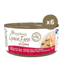 APPLAWS Cat Tin Grain Free 6 x 70 g Csirke kacsa mártással
