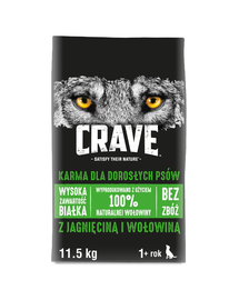 CRAVE sucha karma 11,5kg z jagnięciną i wołowiną (pełnoporcjowa karma bezzbożowa dla dorosłych psów)