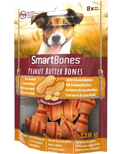 SmartBones Peanut Butter mini 8 db. mogyoróvajas csontok, kistestű kutyaknak