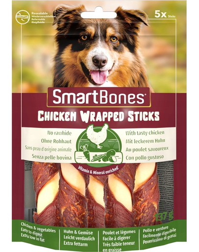 SmartBones Chicken Wrap Sticks medium 5db.Csirke rágórudak minden fajta kutyanak
